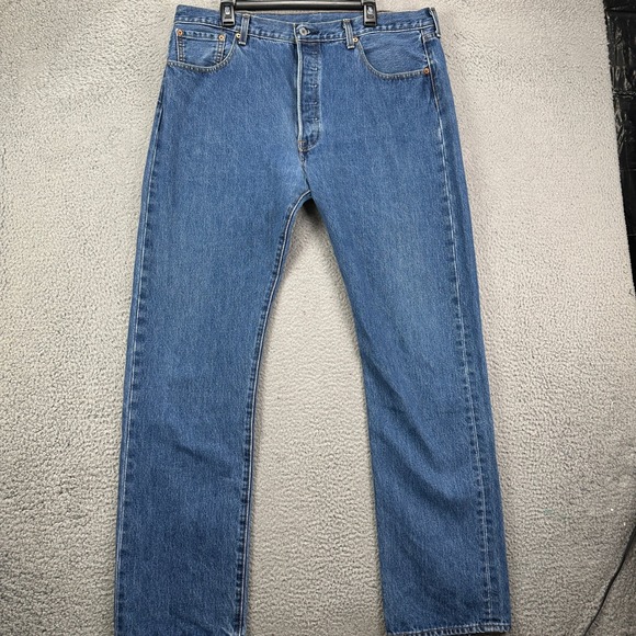 Levis 501 Mens Straight Fit Jeans 40X34 Blue 5 Pocket Red Tab Denim Pants Casual